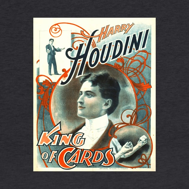 Harry Houdini - King of Cards: Vintage Poster Design by Naves